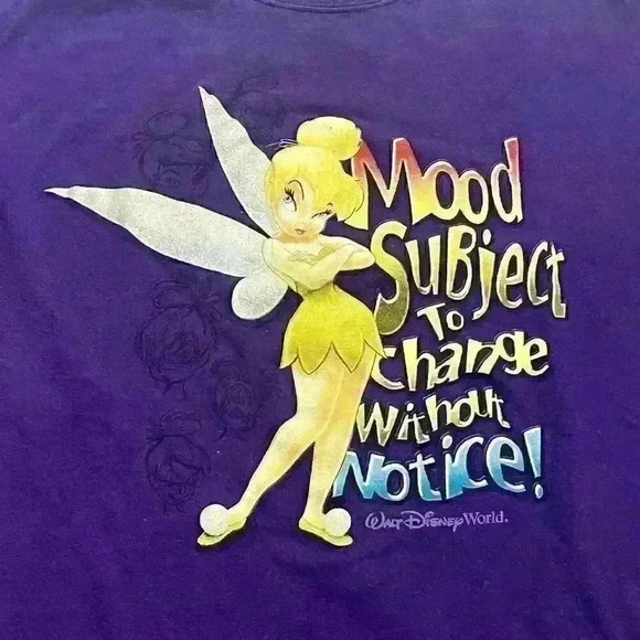 Vintage 90s Walt Disney Tinker Bell Peter Pan Graphic Quote T-Shirt Size Large - Picture 3 of 10